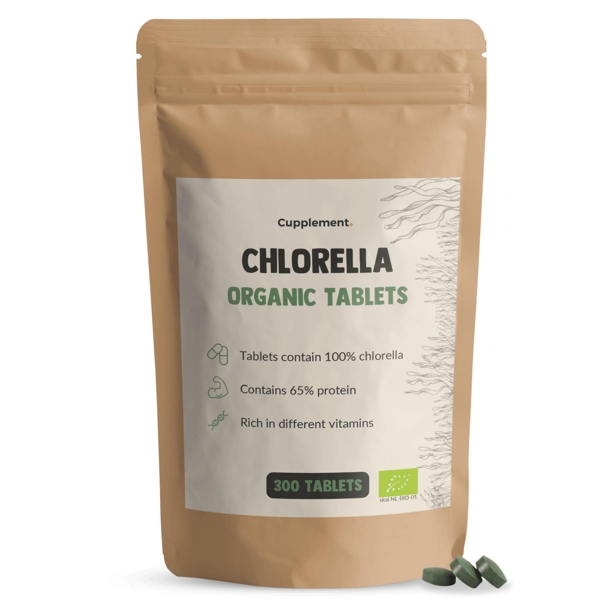 Chlorella organic tablets packshot front