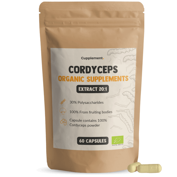 Cordyceps mushroom extract capsules organic packshot front