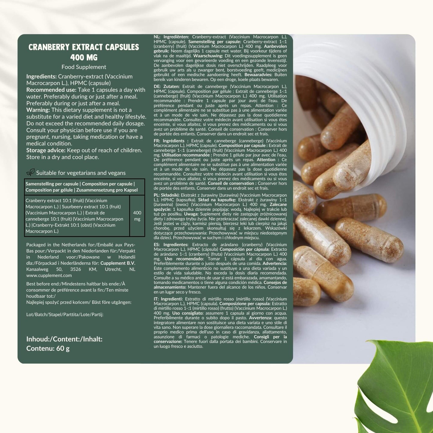 Cranberry extract capsules goyu supplement superfood