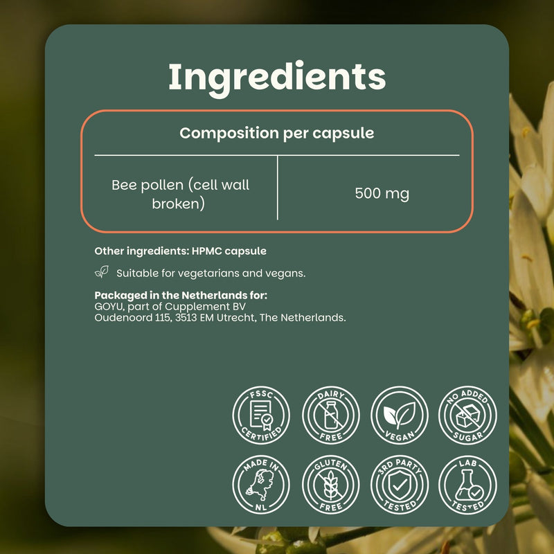 Bee pollen extract capsules goyu supplement superfood
