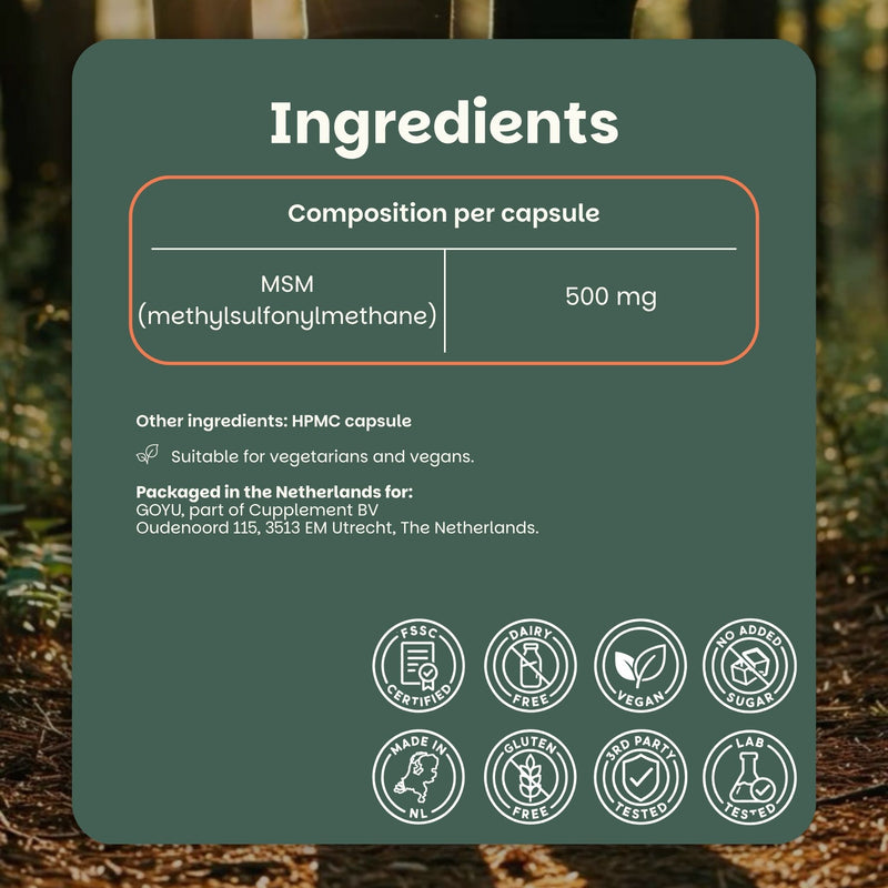 MSM capsules goyu superfood supplement