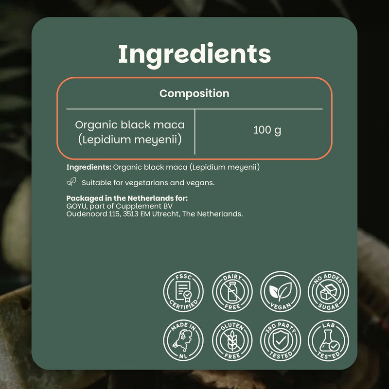 Organic Black Maca Powder Goyu Superfood Supplement