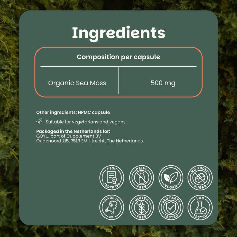 Organic Sea Moss capsules goyu superfood supplement