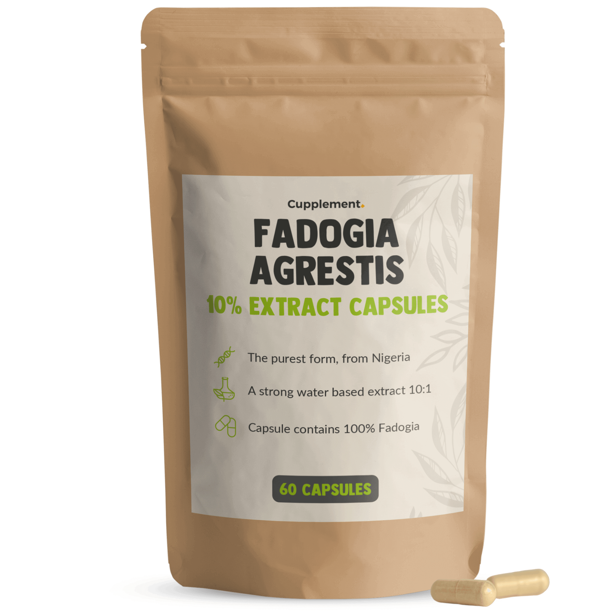 Fadogia Agrestis 100mg capsules packshot front Cupplement Superfood Supplement
