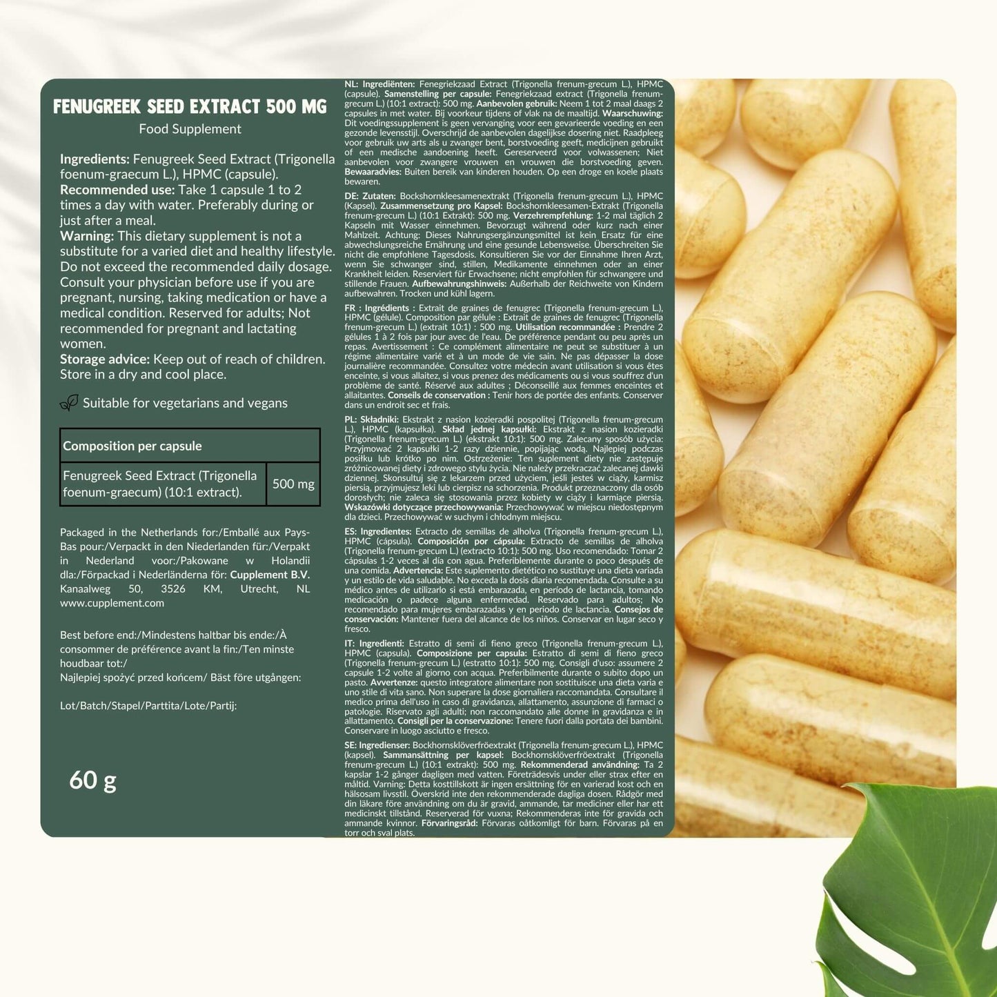 Fenugreek seed capsules goyu supplement superfood