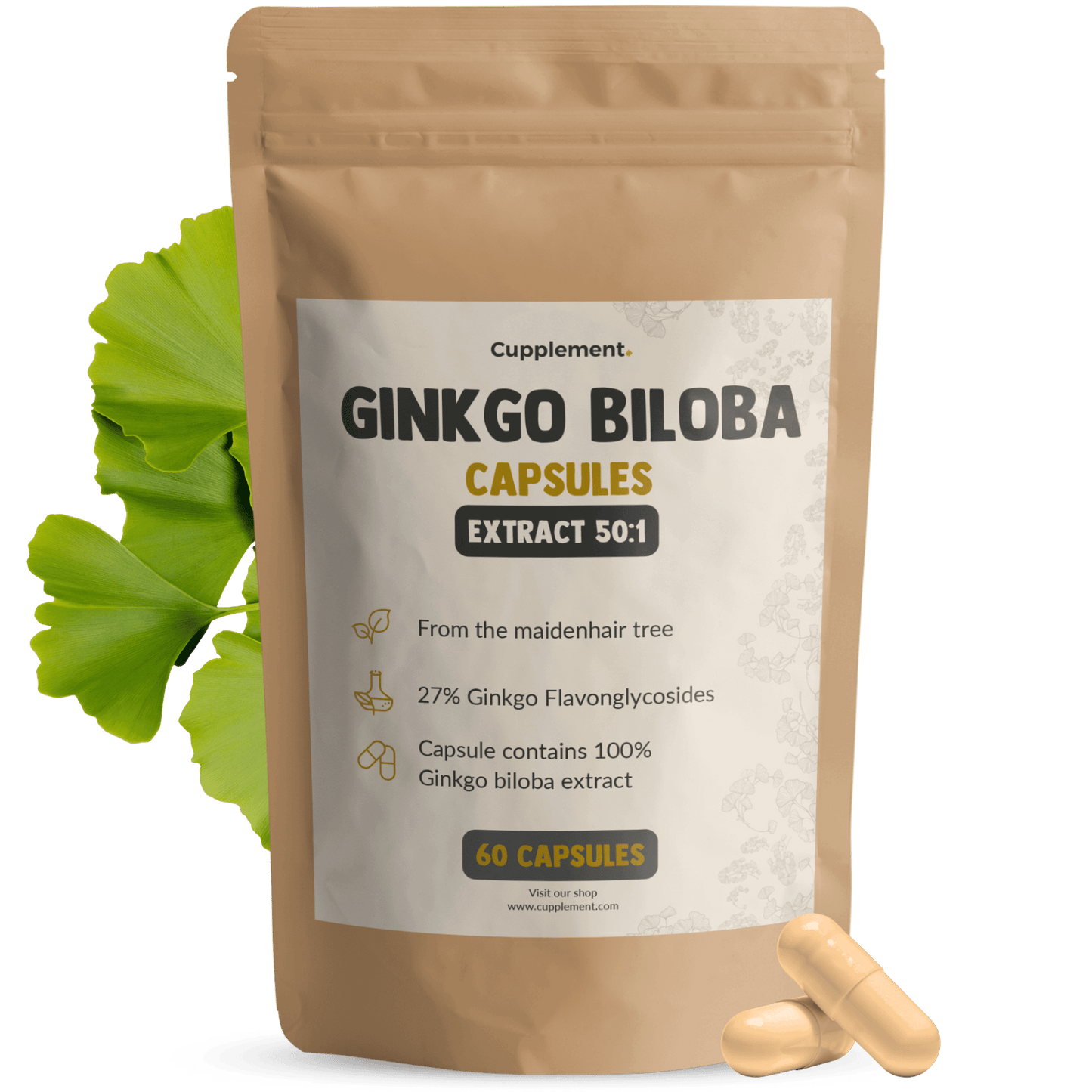 Ginkgo Biloba extract capsules goyu supplement superfood