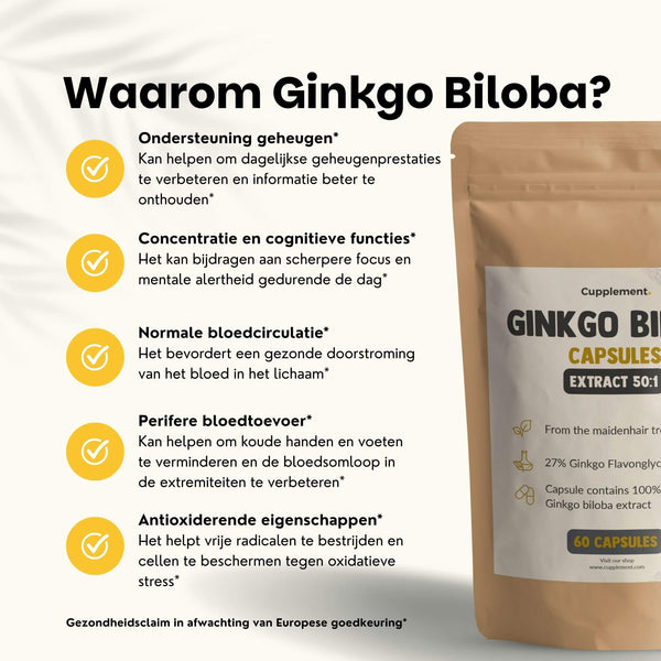 Ginkgo Biloba extract capsules goyu supplement superfood