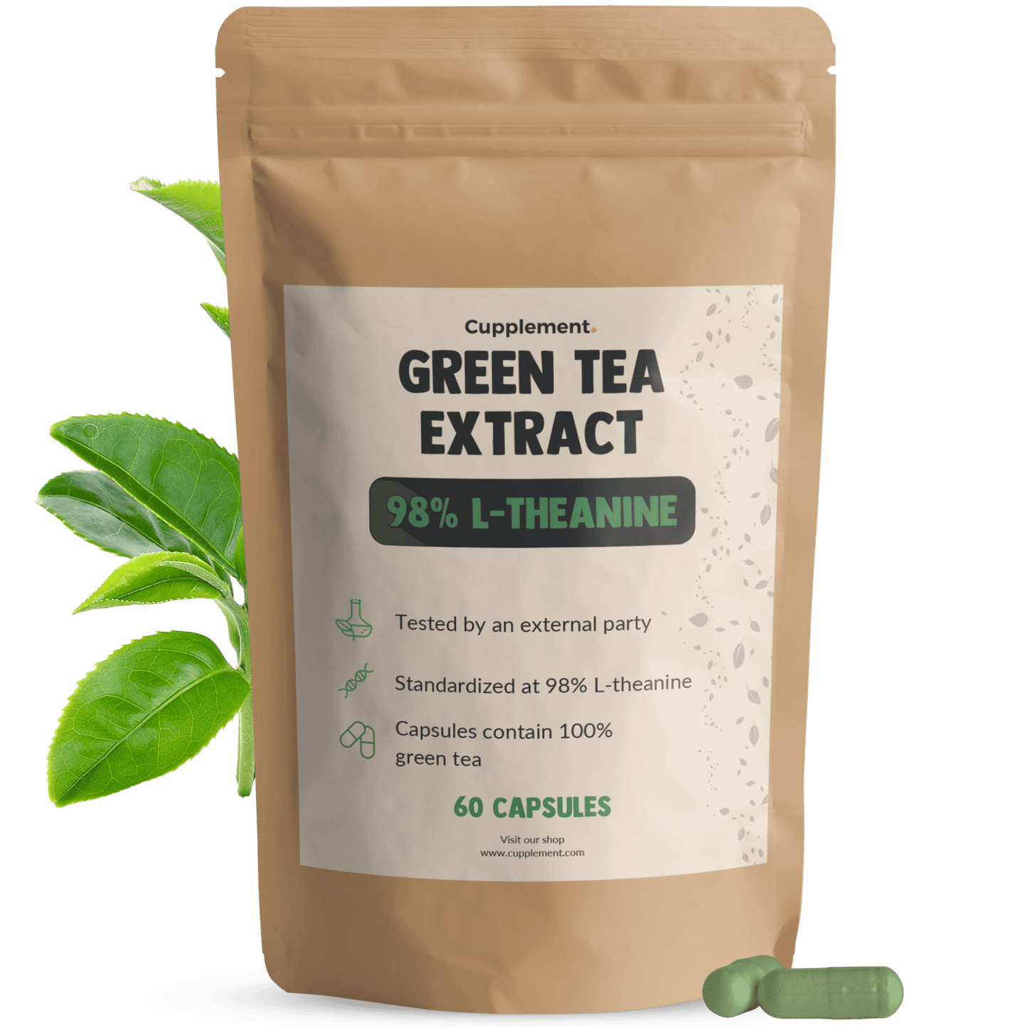 Green tea extract L-theanine capsules goyu supplement superfood