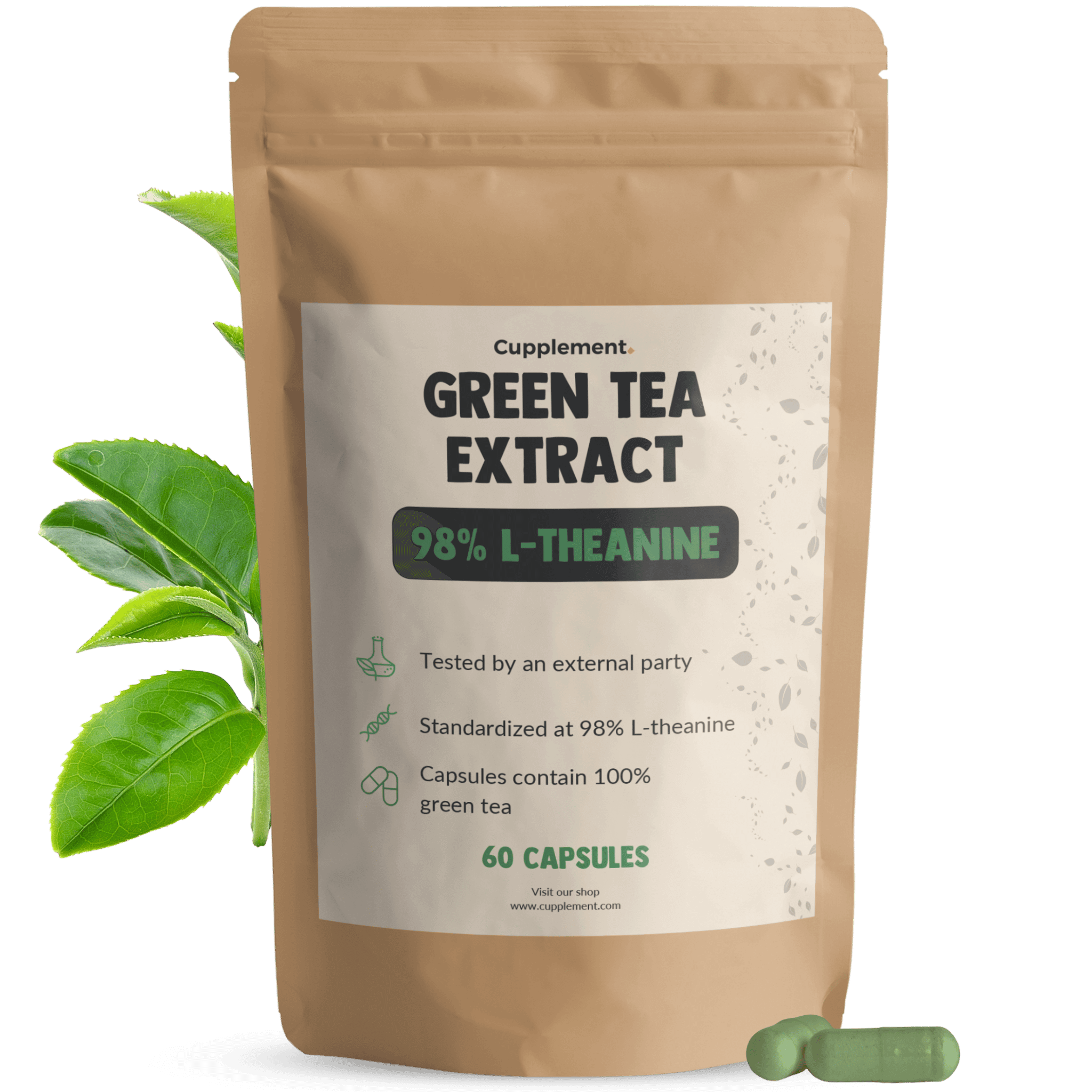 Green tea extract L-theanine capsules goyu supplement superfood