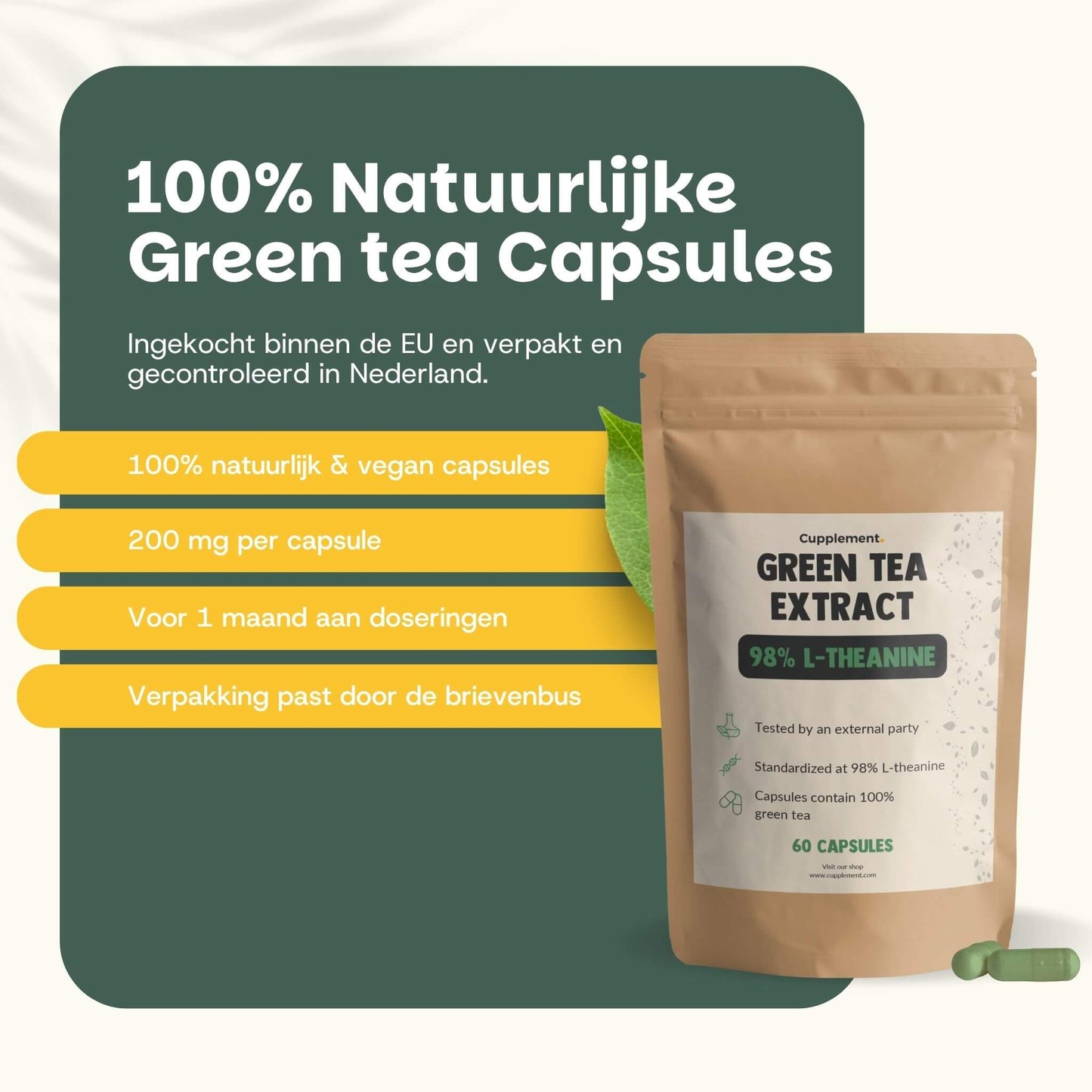 Green tea extract L-theanine capsules goyu supplement superfood