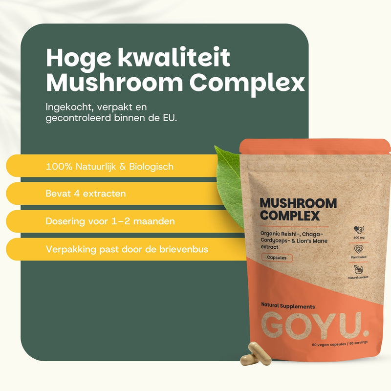 Biologische Paddenstoel complex extract capsules goyu superfood supplement