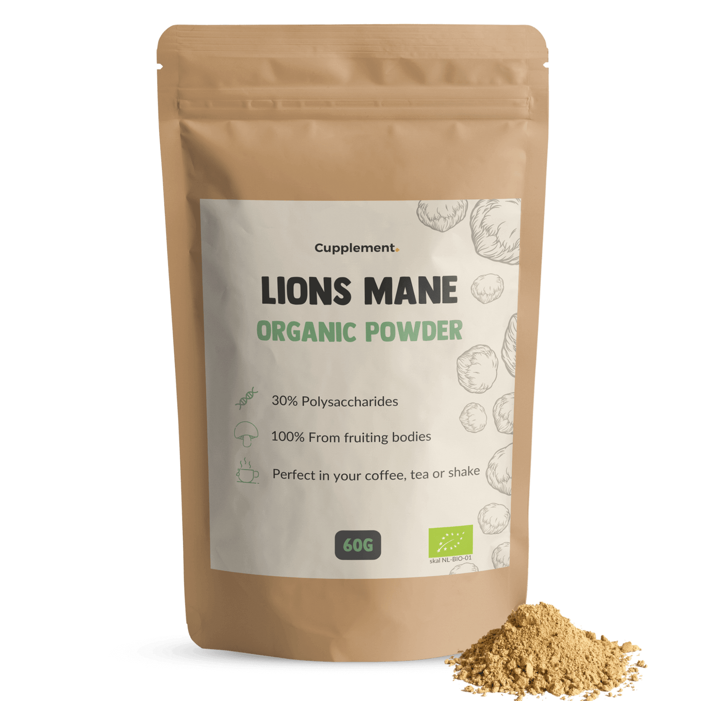 Lions Mane Powder Organic Cupplement Superfood Supplement Mushroom