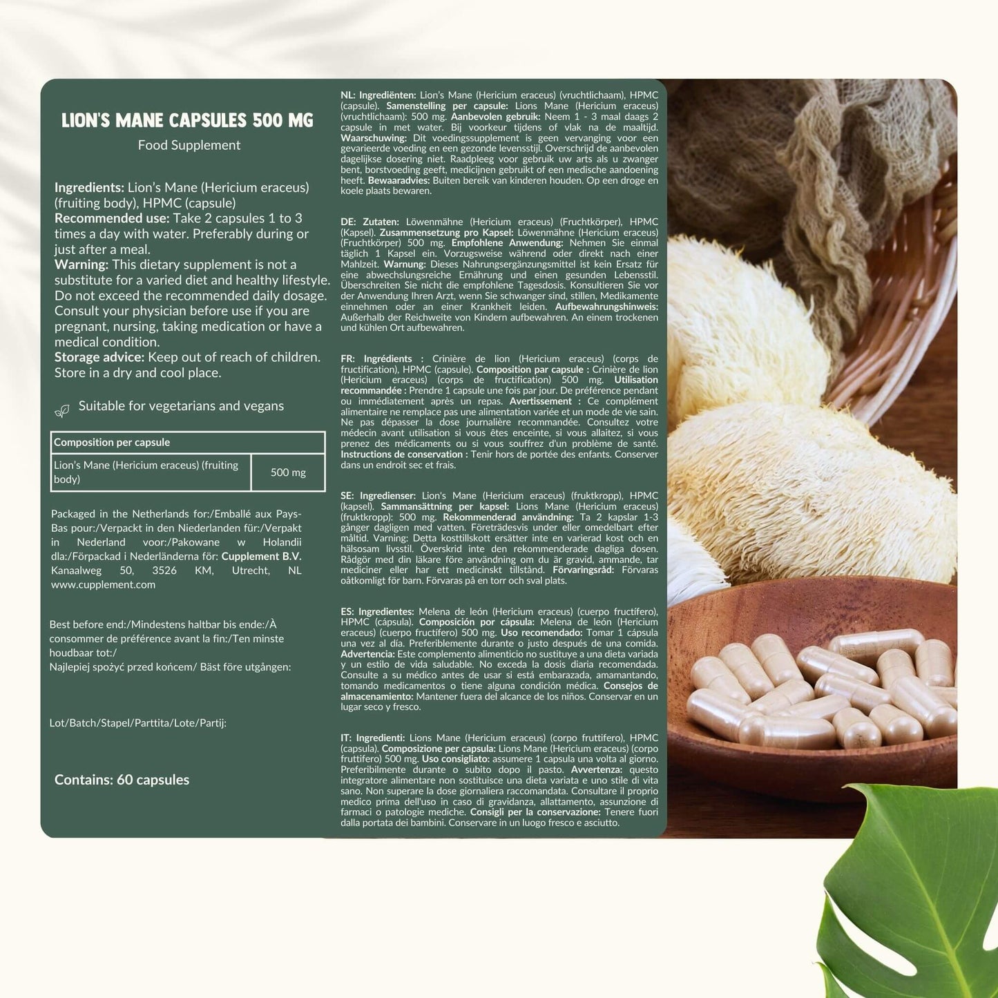 Lions mane capsules goyu supplement superfood