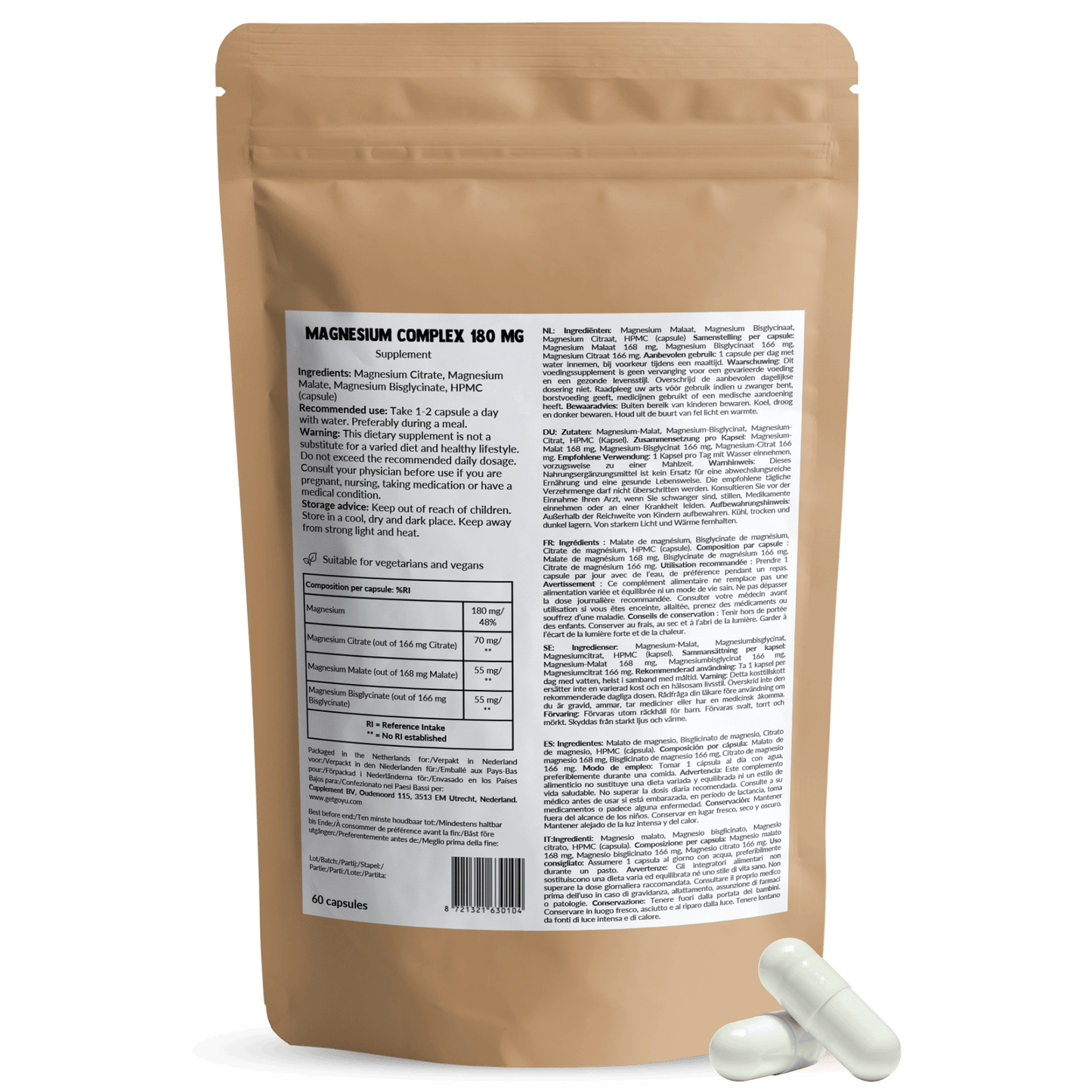 Magnesium capsules goyu superfood supplement