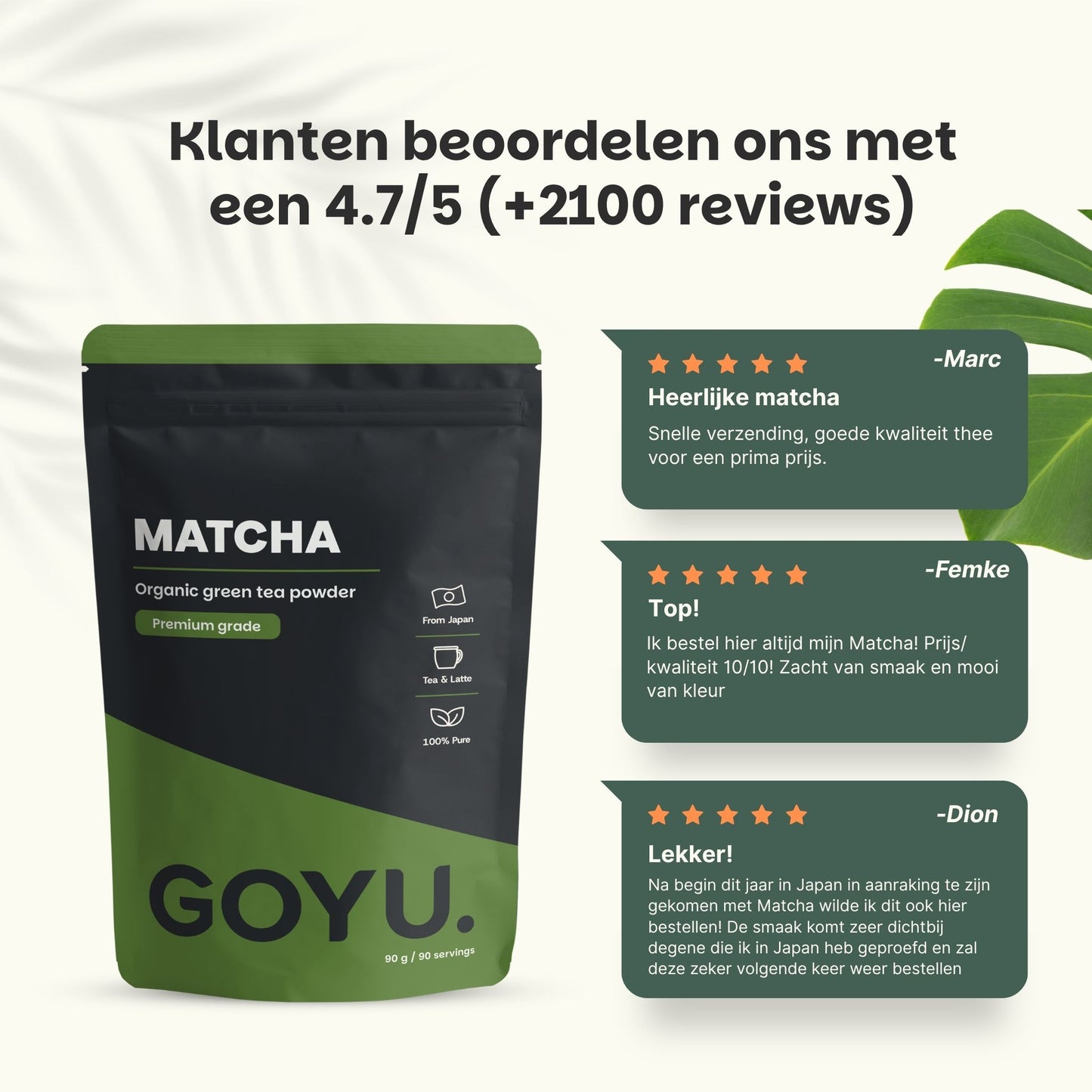 Biologische Premium Matcha Thee poeder goyu supplement superfood