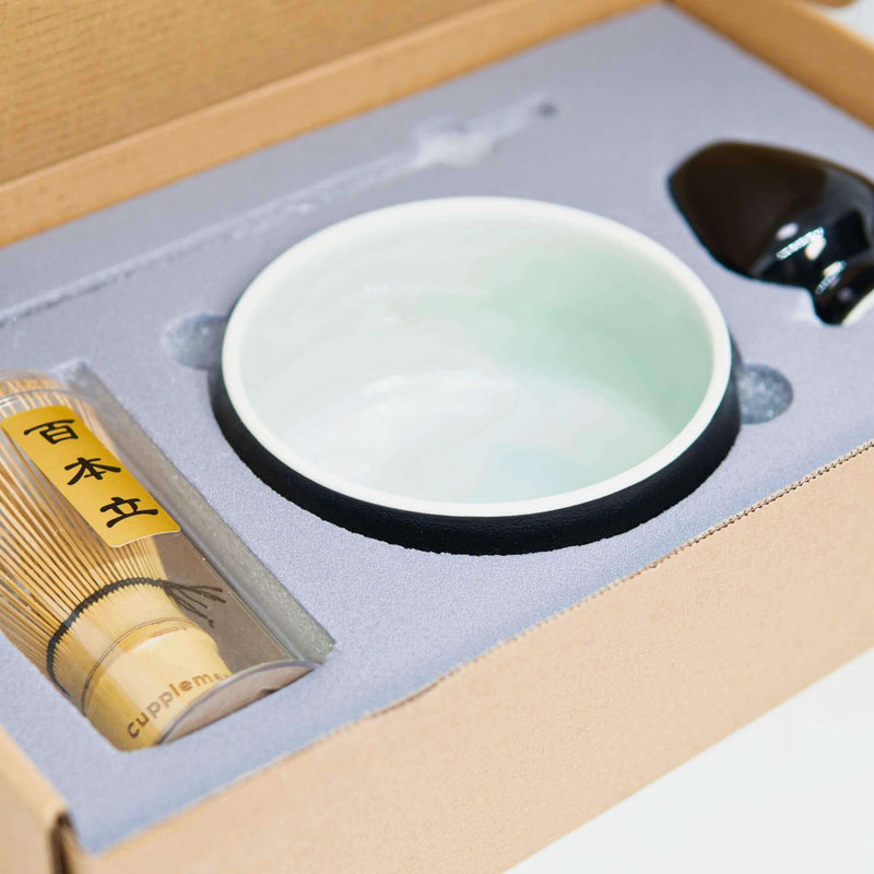 Matcha thee set zwart binnenkant goyu superfood supplement