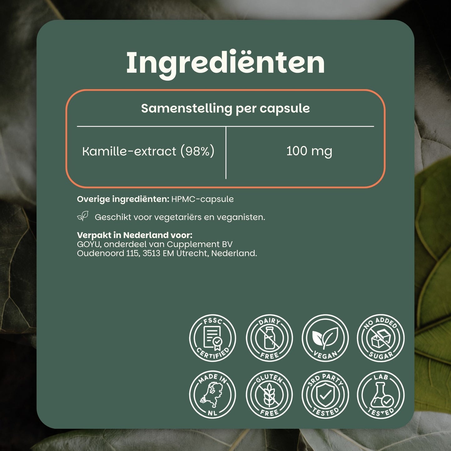 Apigenine extract capsules goyu superfood supplement