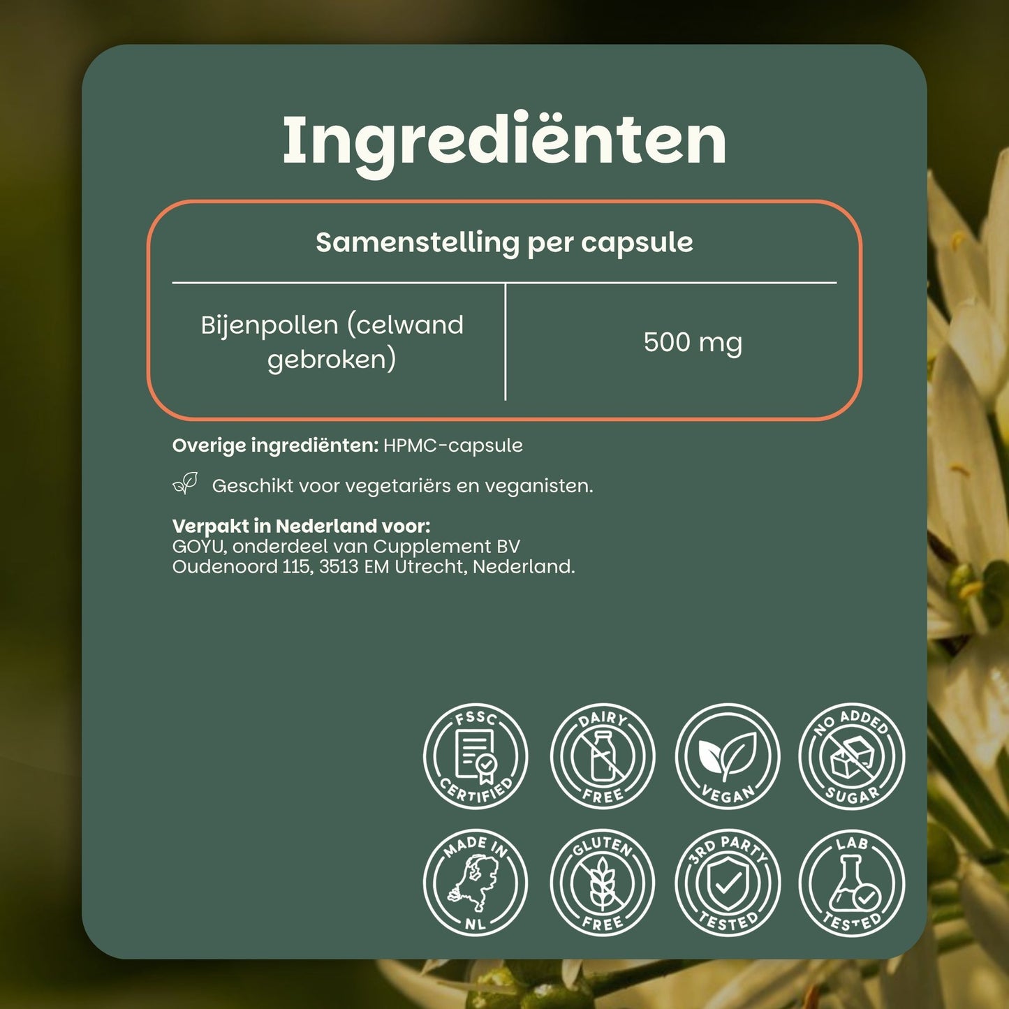 Bijenpollen extract capsules goyu supplement superfood