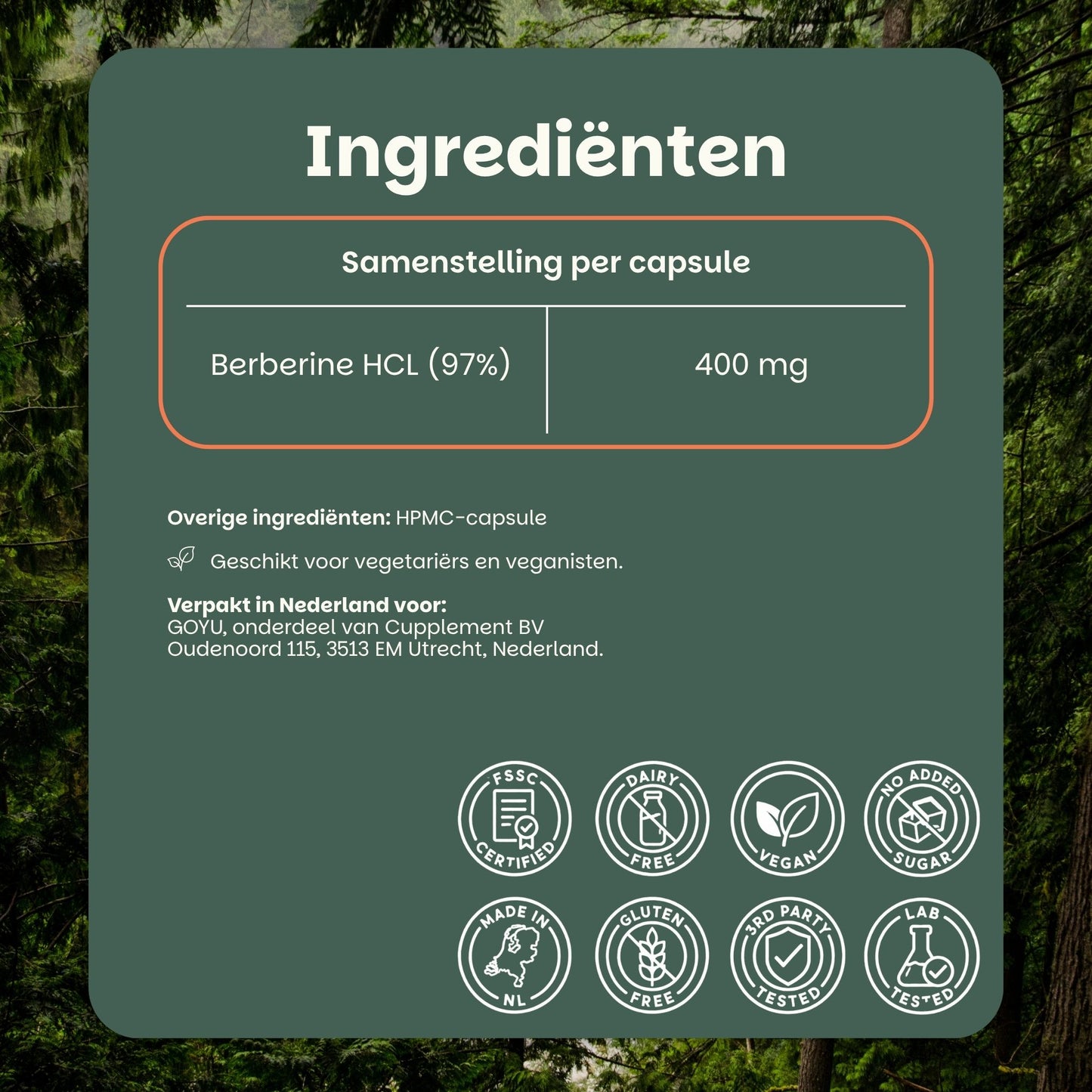 Berberine ingrediënten 