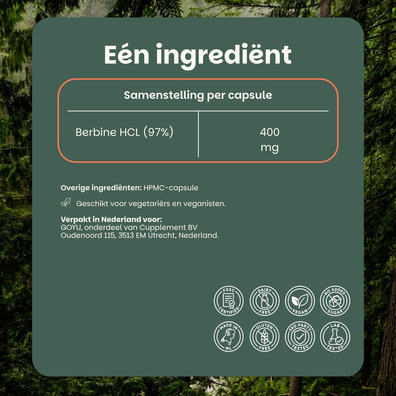 Productetiket GOYU Berberine Extract capsules 400 mg