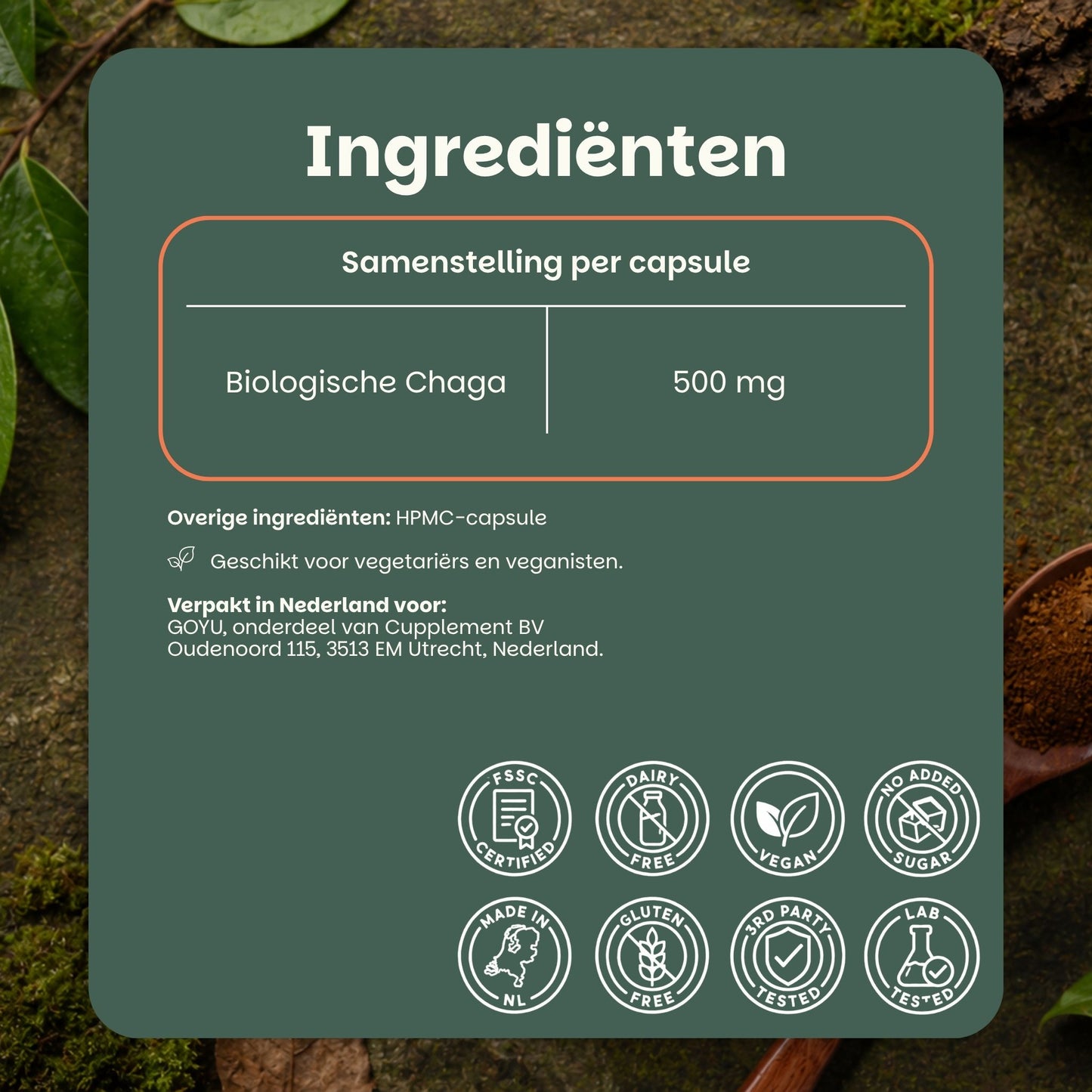 Biologische Chaga capsules goyu supplement superfood
