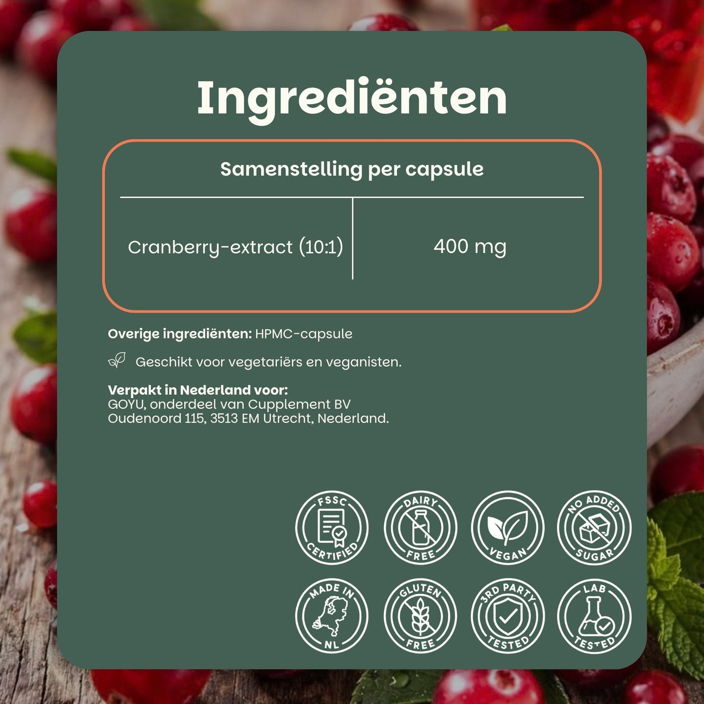 Cranberry extract capsules goyu supplement superfood