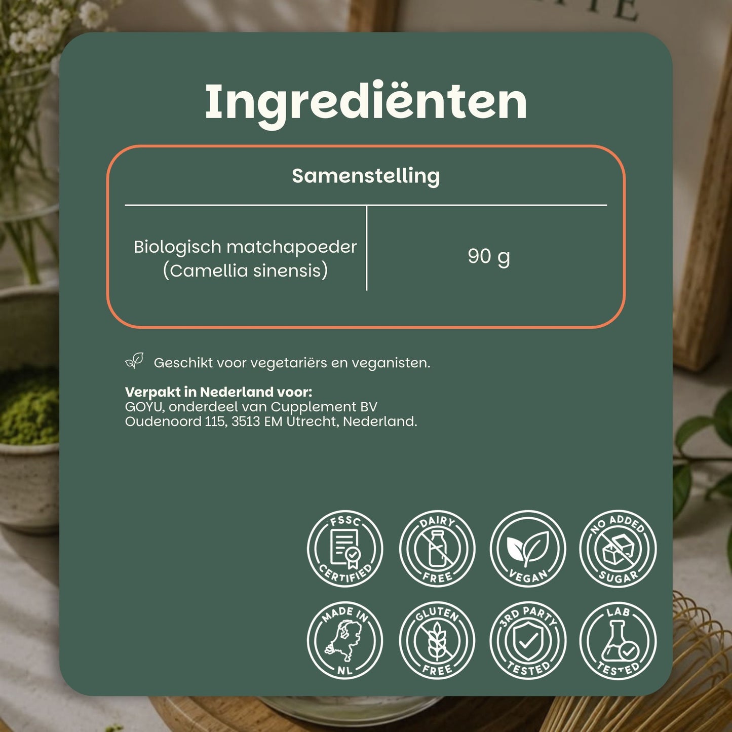 GOYU Matcha poeder 90 gram etiket