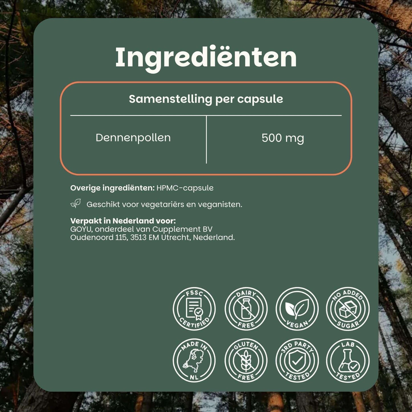Capsules de pollen de pin 500 mg