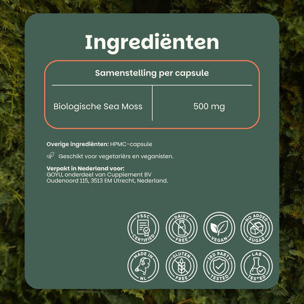 Biologische Sea Moss capsules goyu superfood supplement