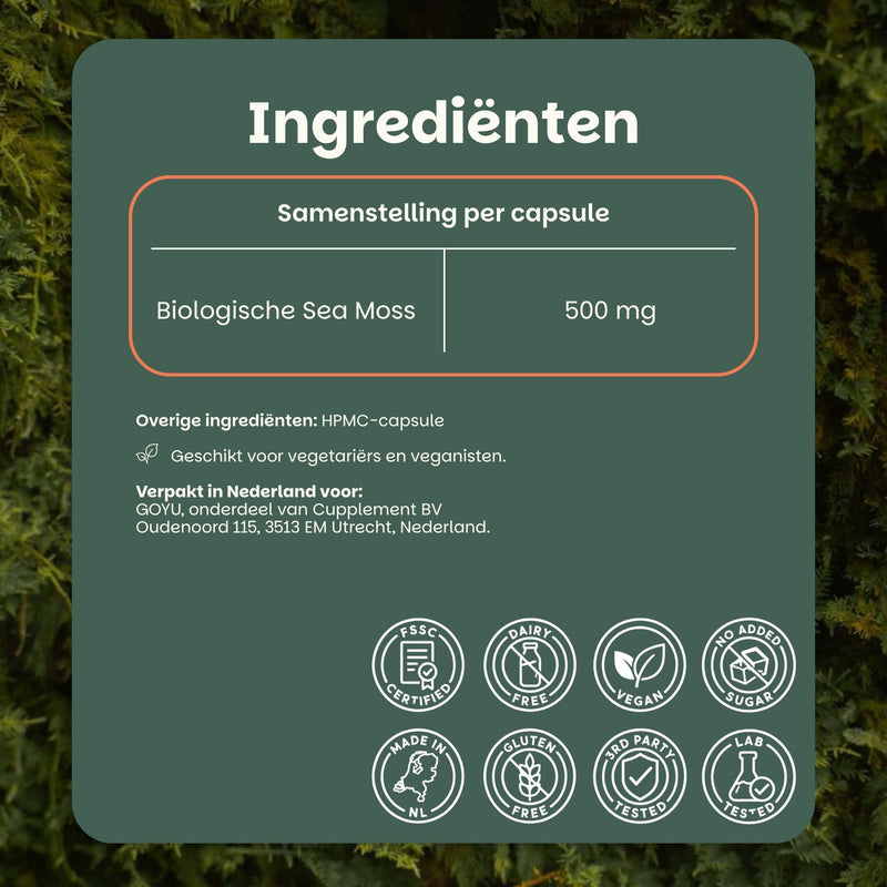 Biologische Sea Moss capsules goyu superfood supplement