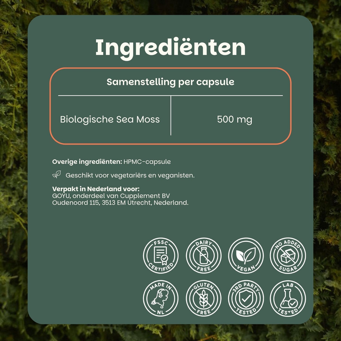 Biologische Sea Moss capsules goyu superfood supplement