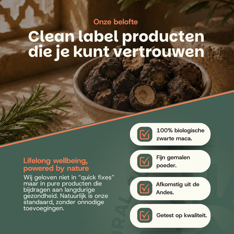 Biologische Zwarte maca poeder goyu superfood supplement