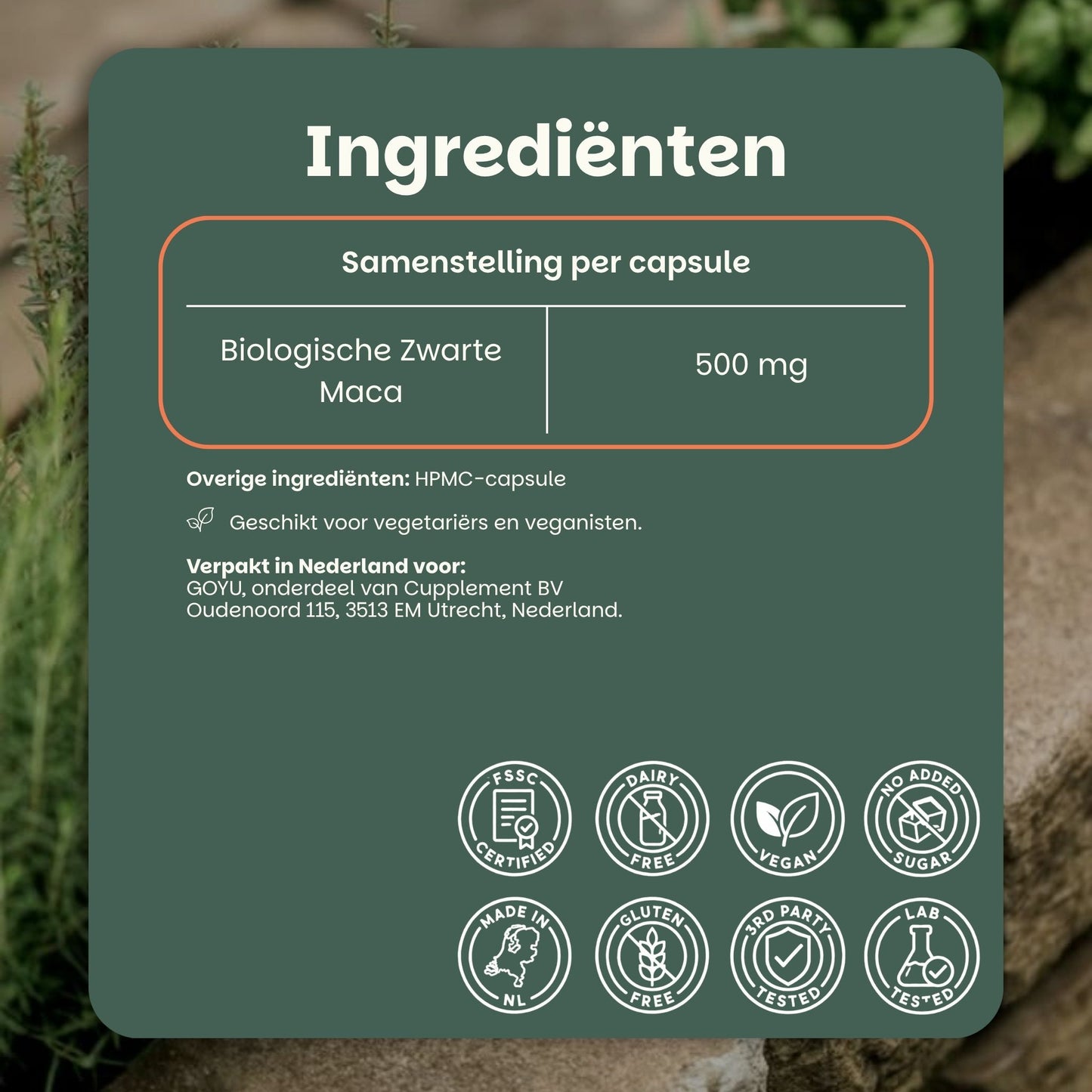 Biologisch Zwarte maca capsules goyu superfood supplement