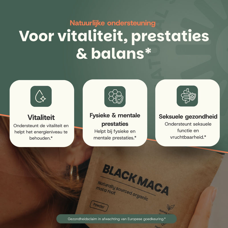 Biologische Zwarte maca poeder goyu superfood supplement
