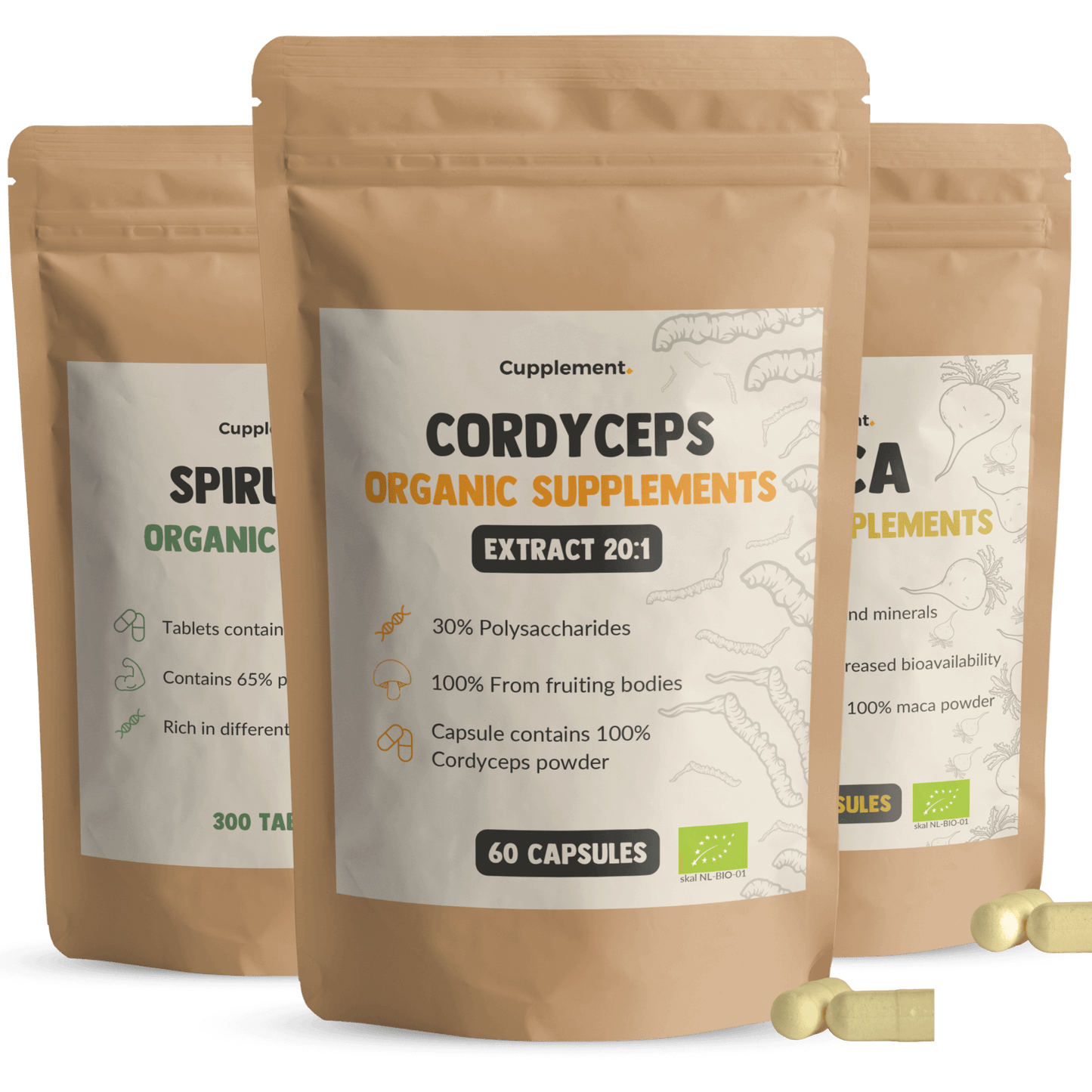 Natural Performance Bundle Spriulina Maca Cordyceps extract goyu superfood supplement