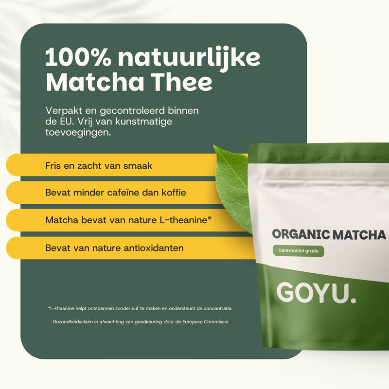 Biologische Ceremonial Grade Matcha Thee poeder goyu supplement superfood