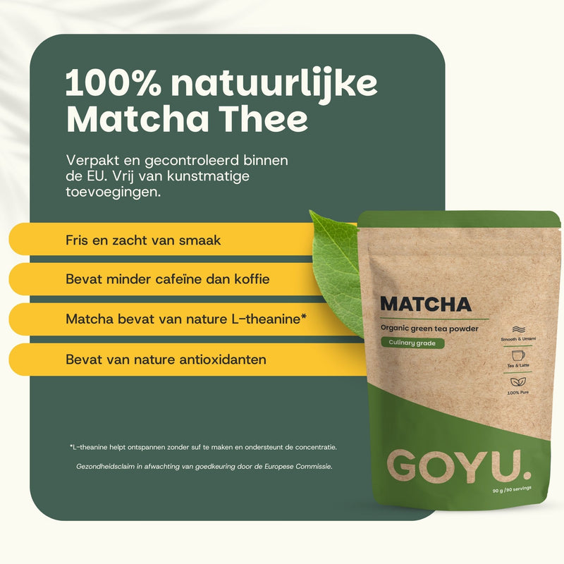 Biologische Matcha Thee poeder goyu supplement superfood
