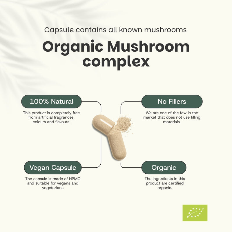 Organic Mushroom Complex Extract Capsules Goyu Superfood Supplement