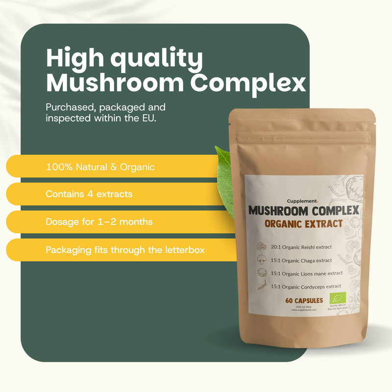 Organic Mushroom Complex Extract Capsules Goyu Superfood Supplement
