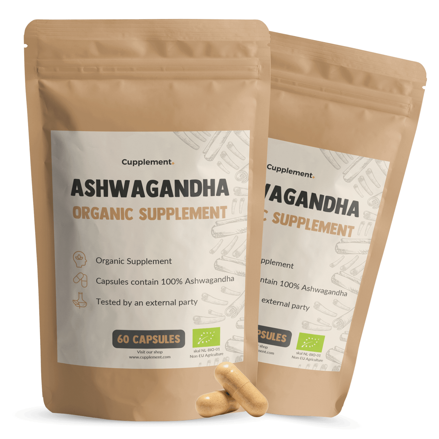Organic ashwagandha capsules goyu supplement superfood