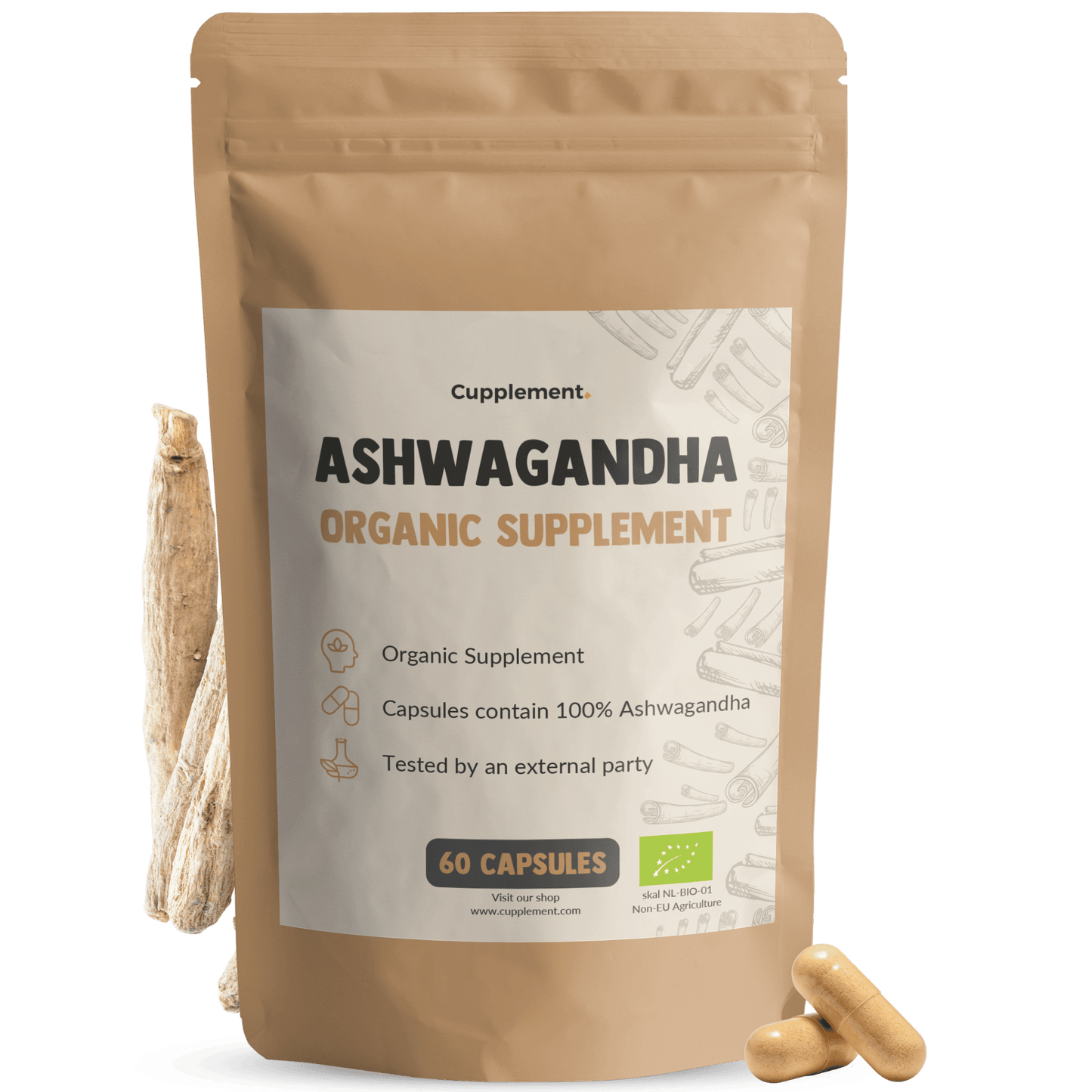 Organic ashwagandha capsules goyu supplement superfood