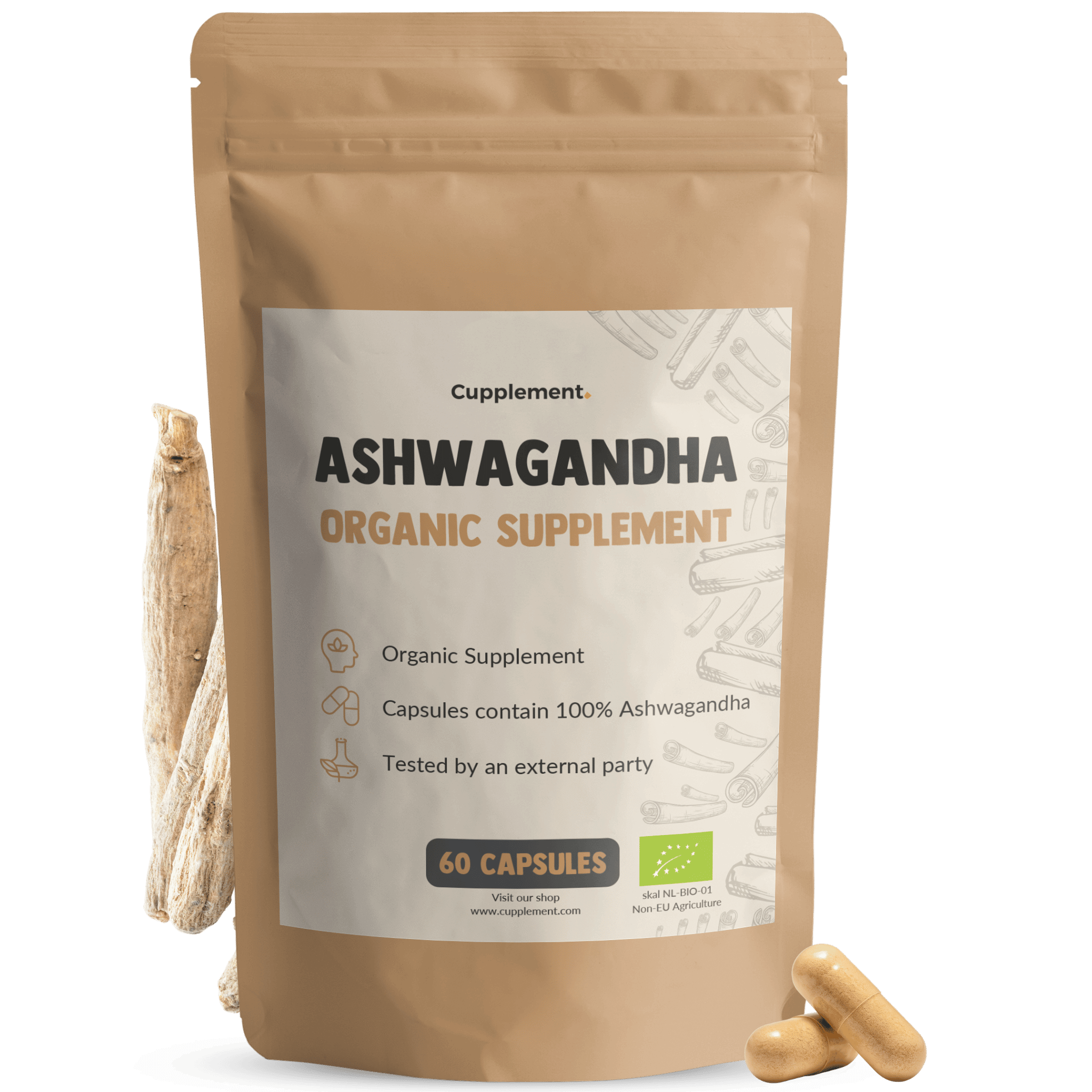 Organic ashwagandha capsules goyu supplement superfood