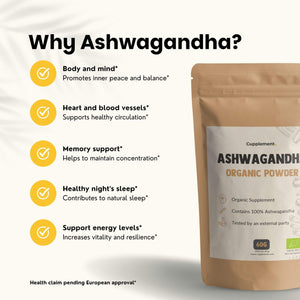 Organic ashwagandha powder goyu supplement superfood