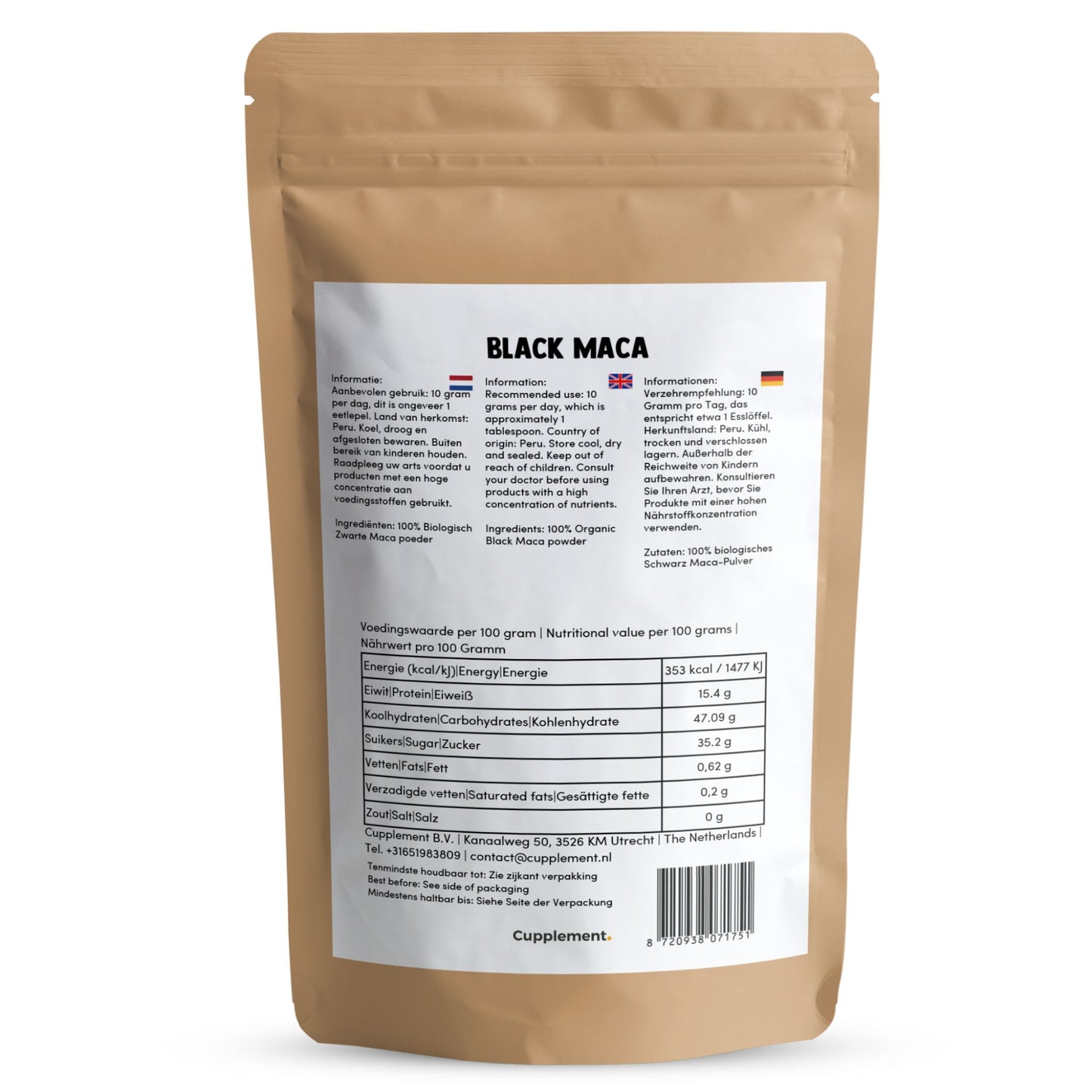 Schwarzes Maca Pulver Bio