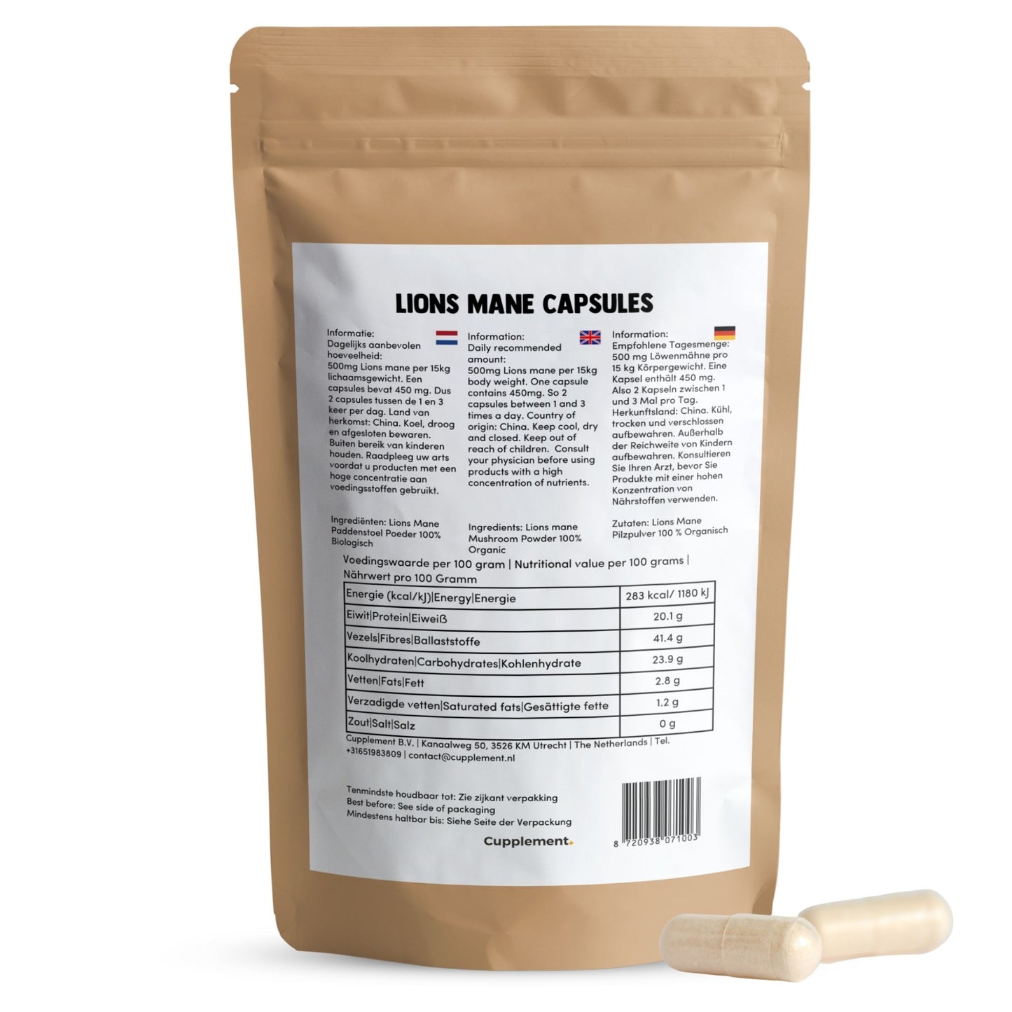 Lion's Mane Pulver Kapseln Bio