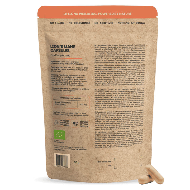 Lions mane capsules goyu supplement superfood