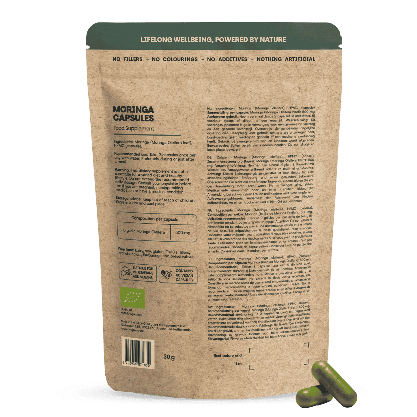 Biologische Moringa capsules goyu superfood supplement