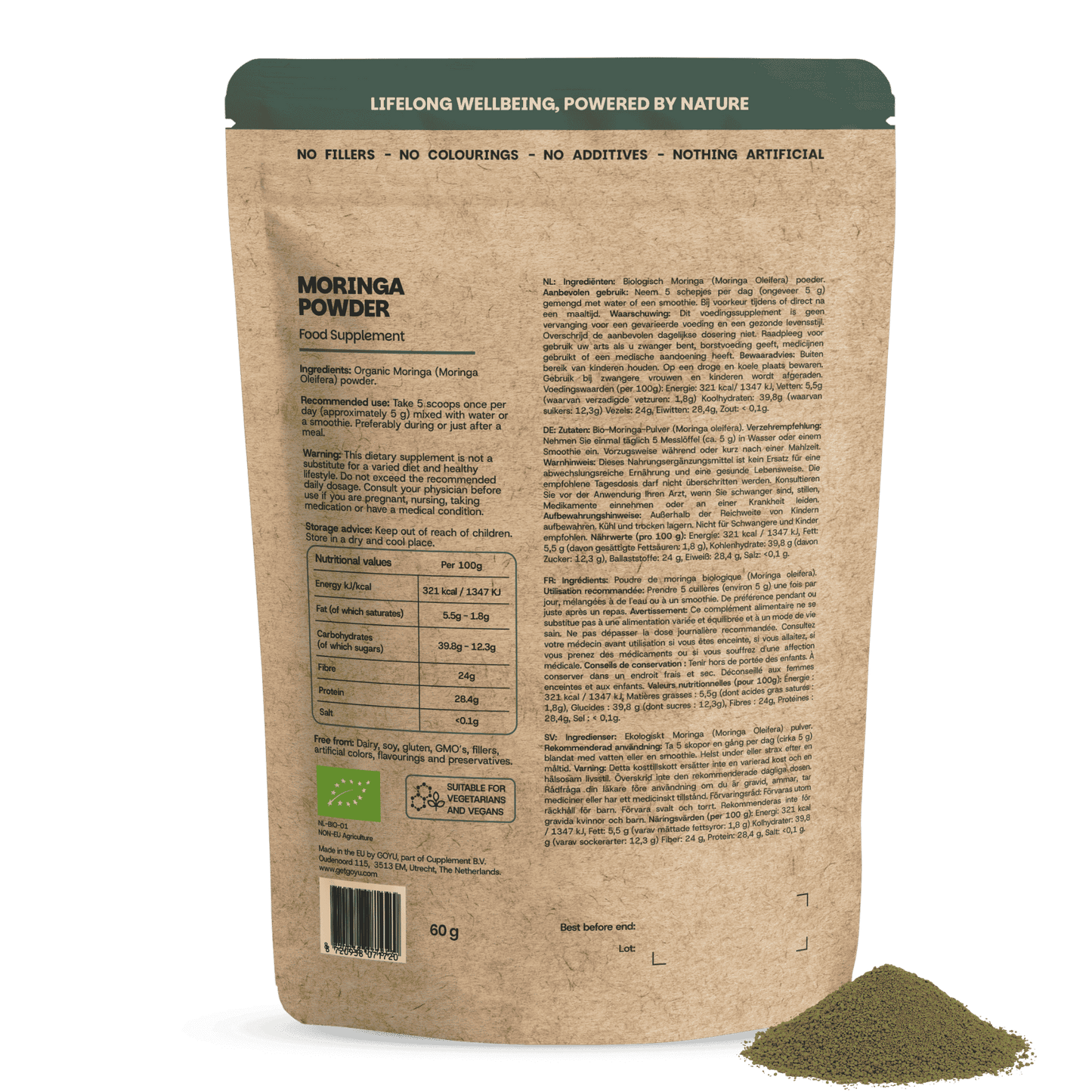 Biologisch Moringa poeder goyu supplement superfood