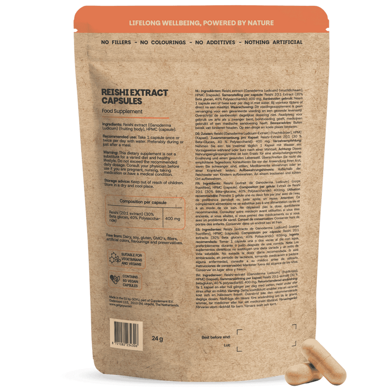 Reishi extract capsules goyu supplement superfood