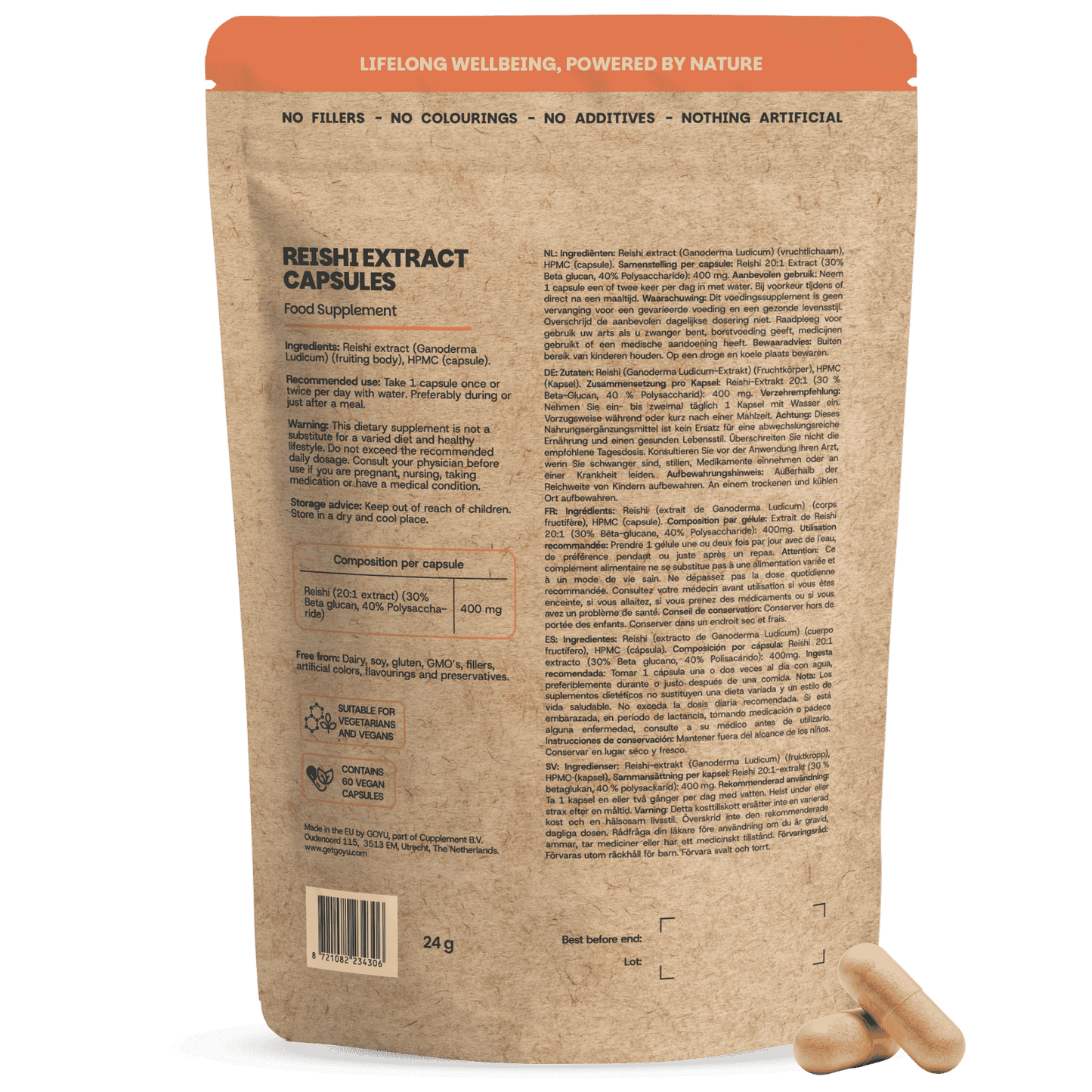 Reishi extract capsules goyu supplement superfood